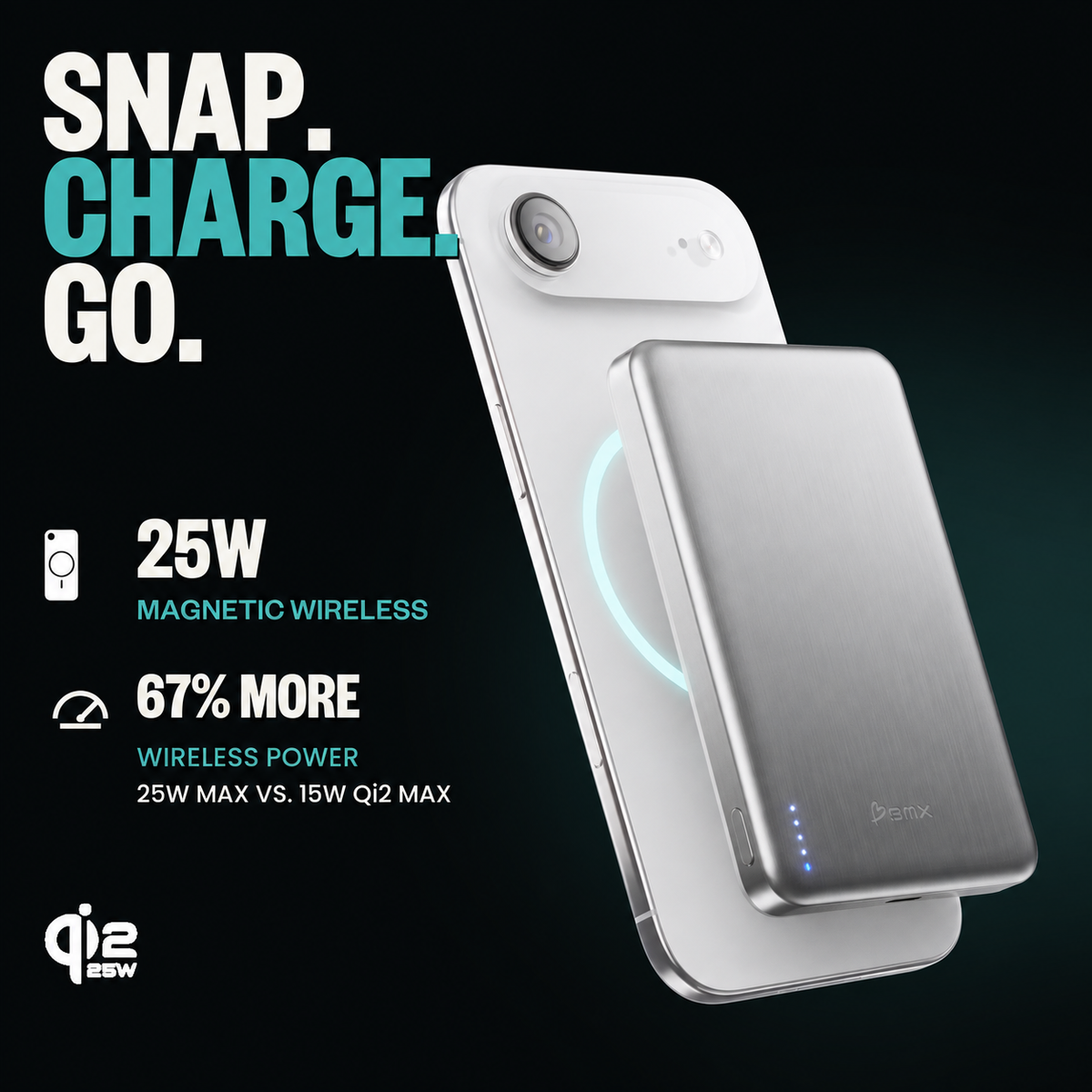 SolidSafe Air 10K Silver infographic: snap charge go