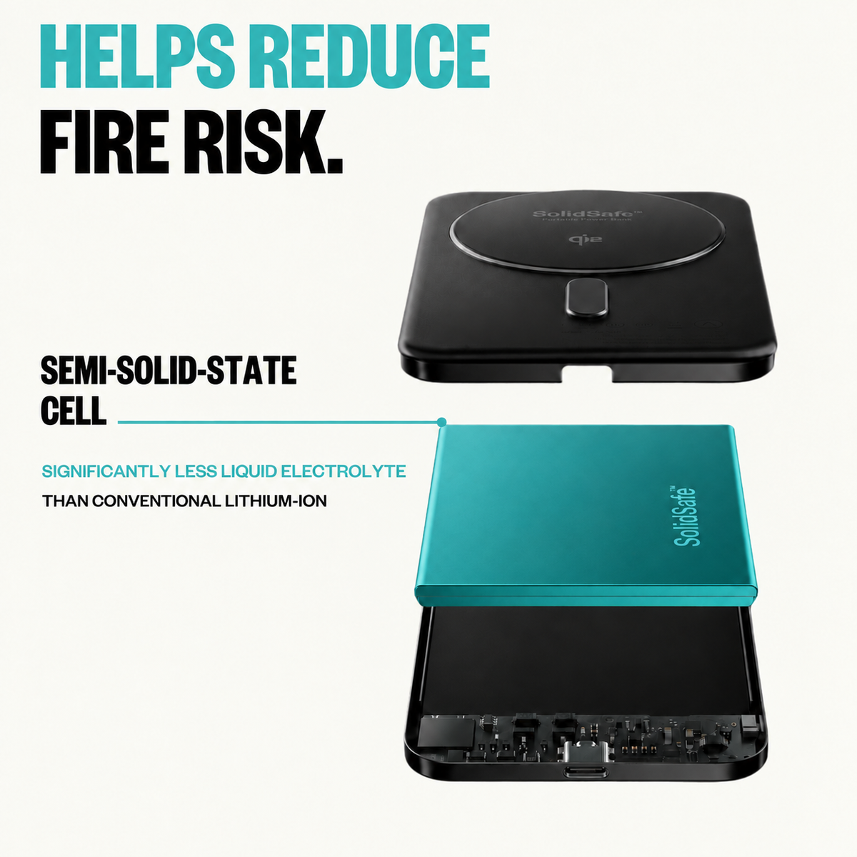 SolidSafe Air 10K Black infographic: helps reduce fire risk