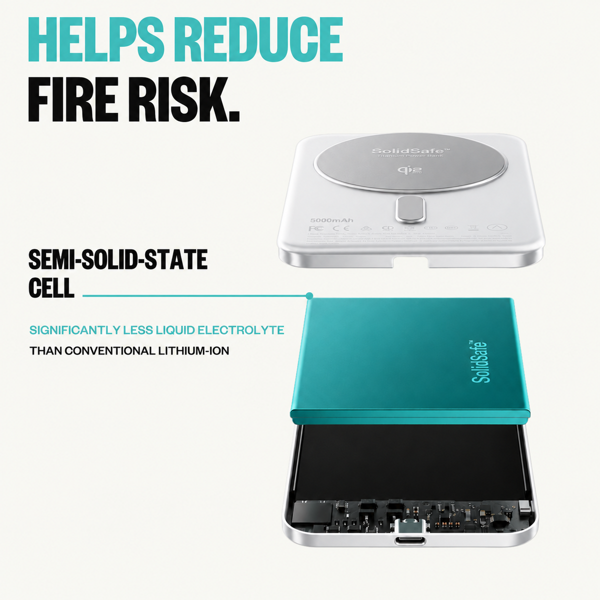 SolidSafe Air 10K Silver infographic: helps reduce fire risk