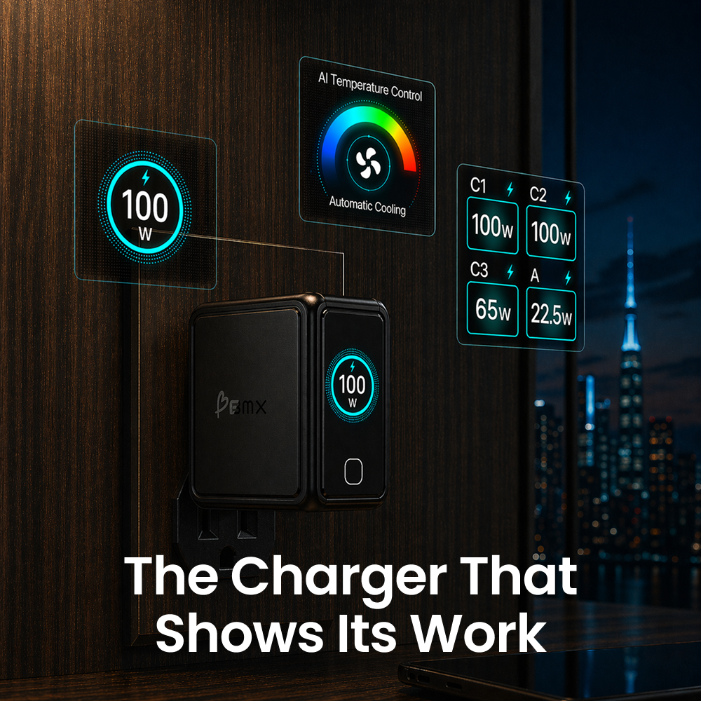 GaNSta™ 100W Laptop Charger (4 Ports, LCD Display)