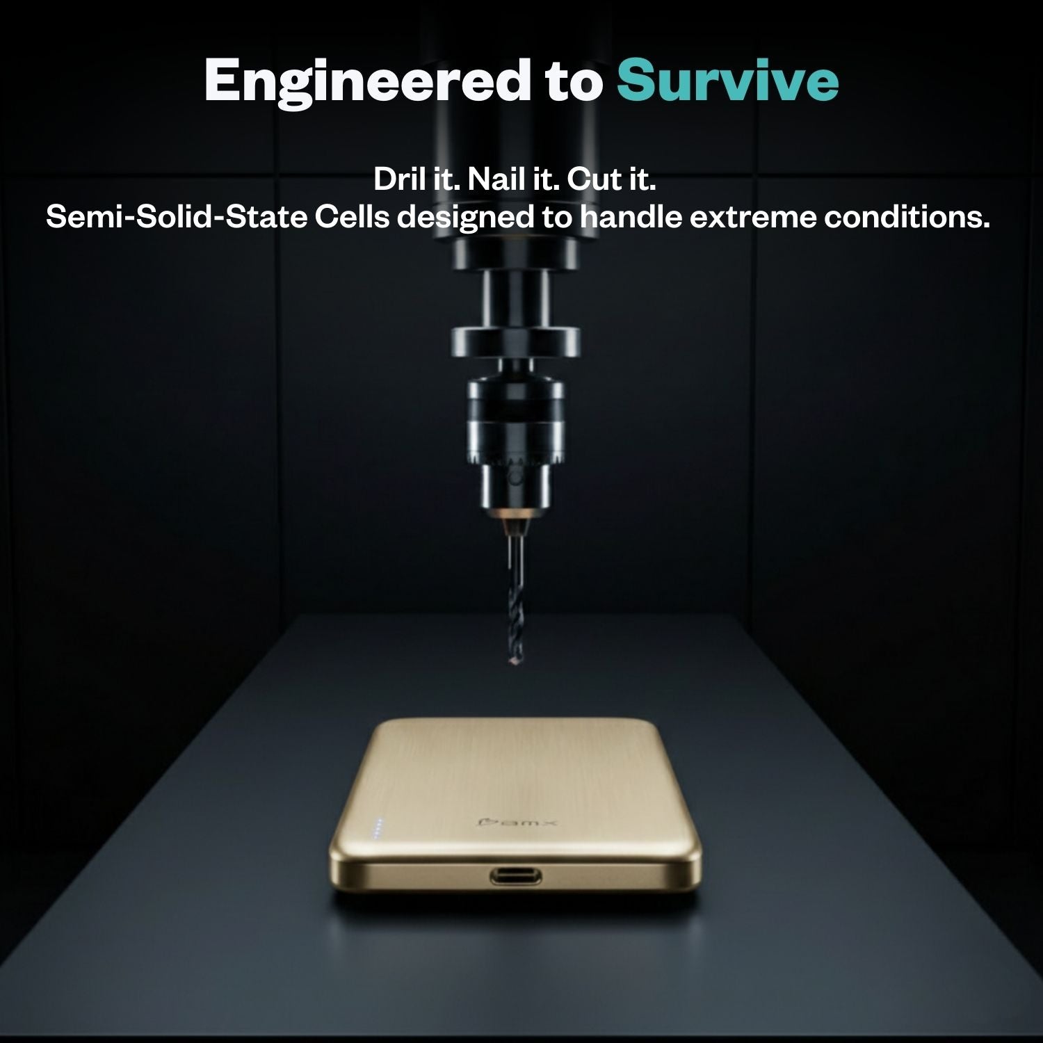SolidSafe Air 5K Gold drill test - semi-solid-state cells engineered to survive extreme conditions