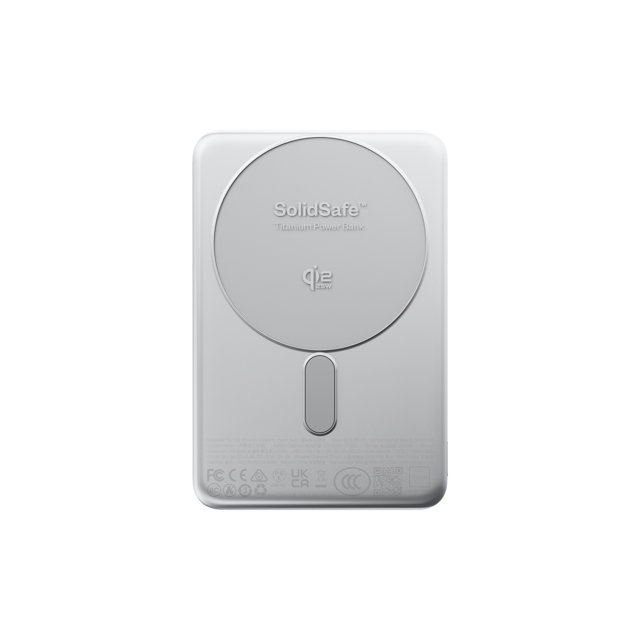 SolidSafe Air 10K Silver Qi2.2 ring straight render