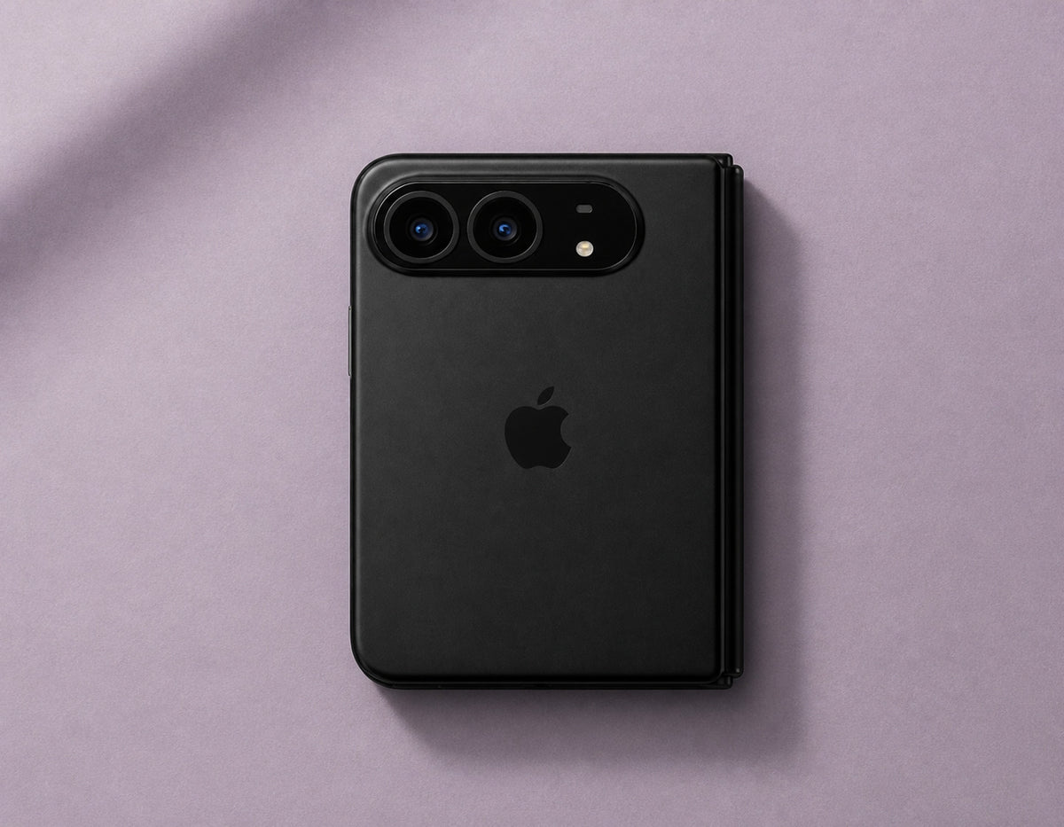 BMX concept render of the rumored folding iPhone Ultra on a lavender background