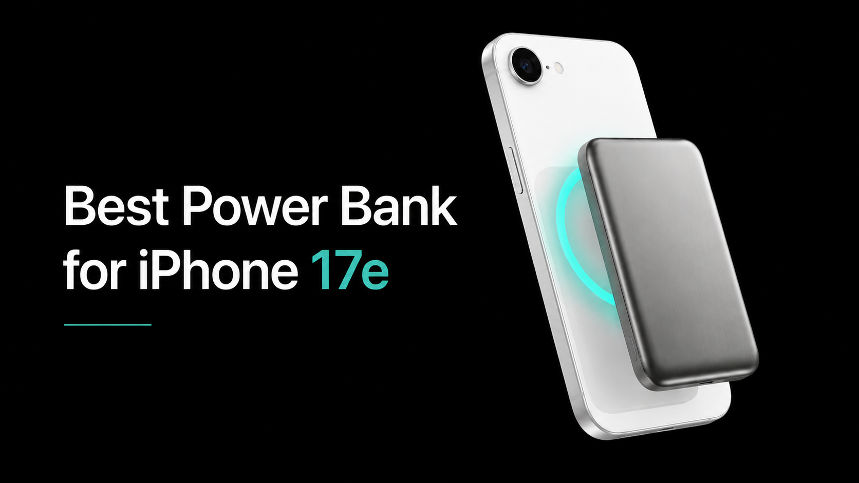Best power bank for iPhone 17e in 2026: BMX SolidSafe Air 5K Qi2 magnetic power bank shown with iPhone 17e.