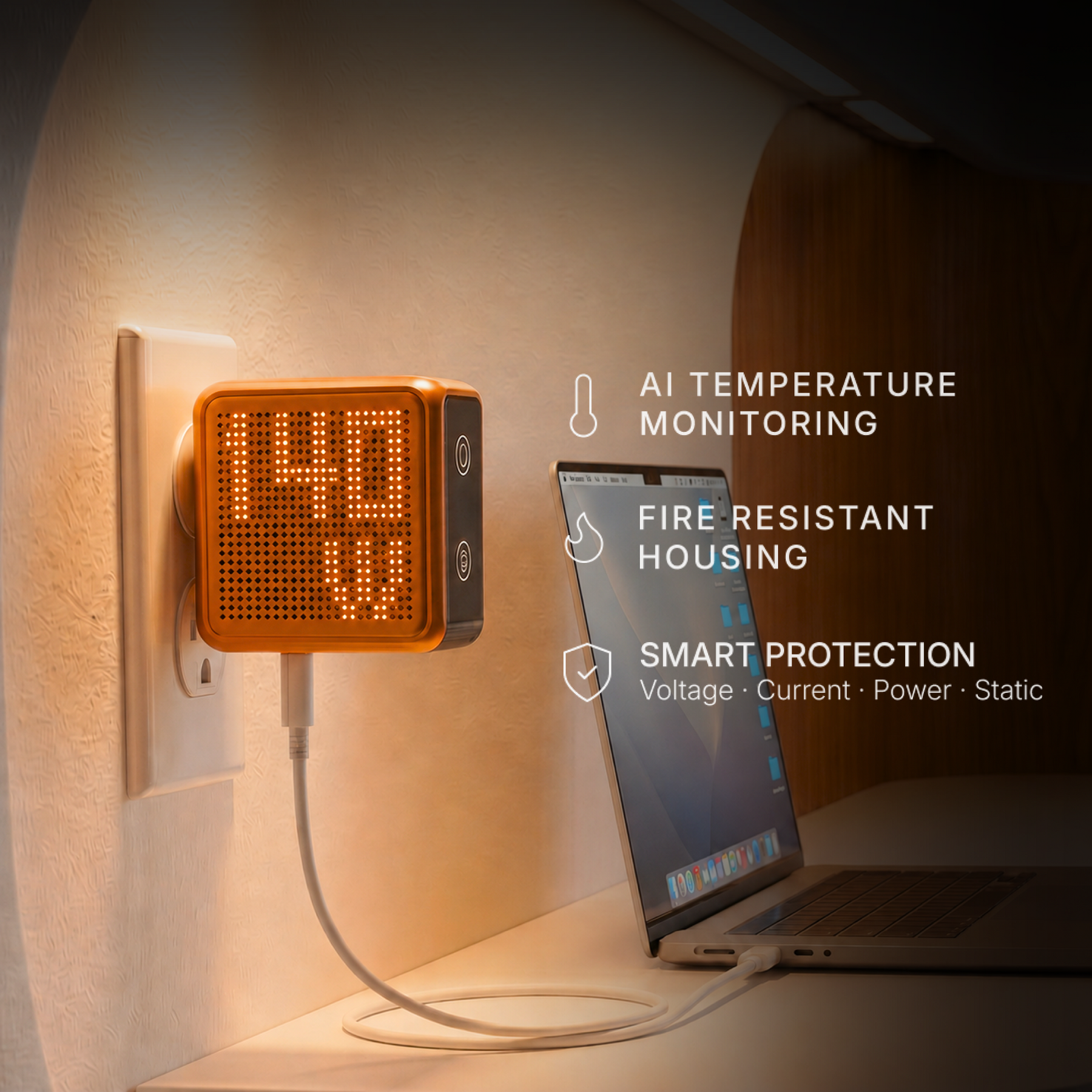 GaNsta Pixel 140W protection and temperature control
