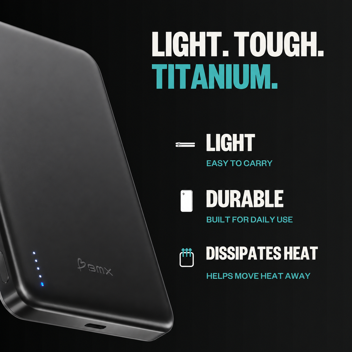 SolidSafe Air 10K Black infographic: light tough titanium