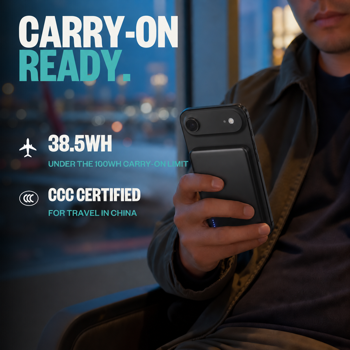 SolidSafe Air 10K Black infographic: carry on ready