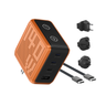 GaNSta Pixel 140W Charger Orange with travel adapters