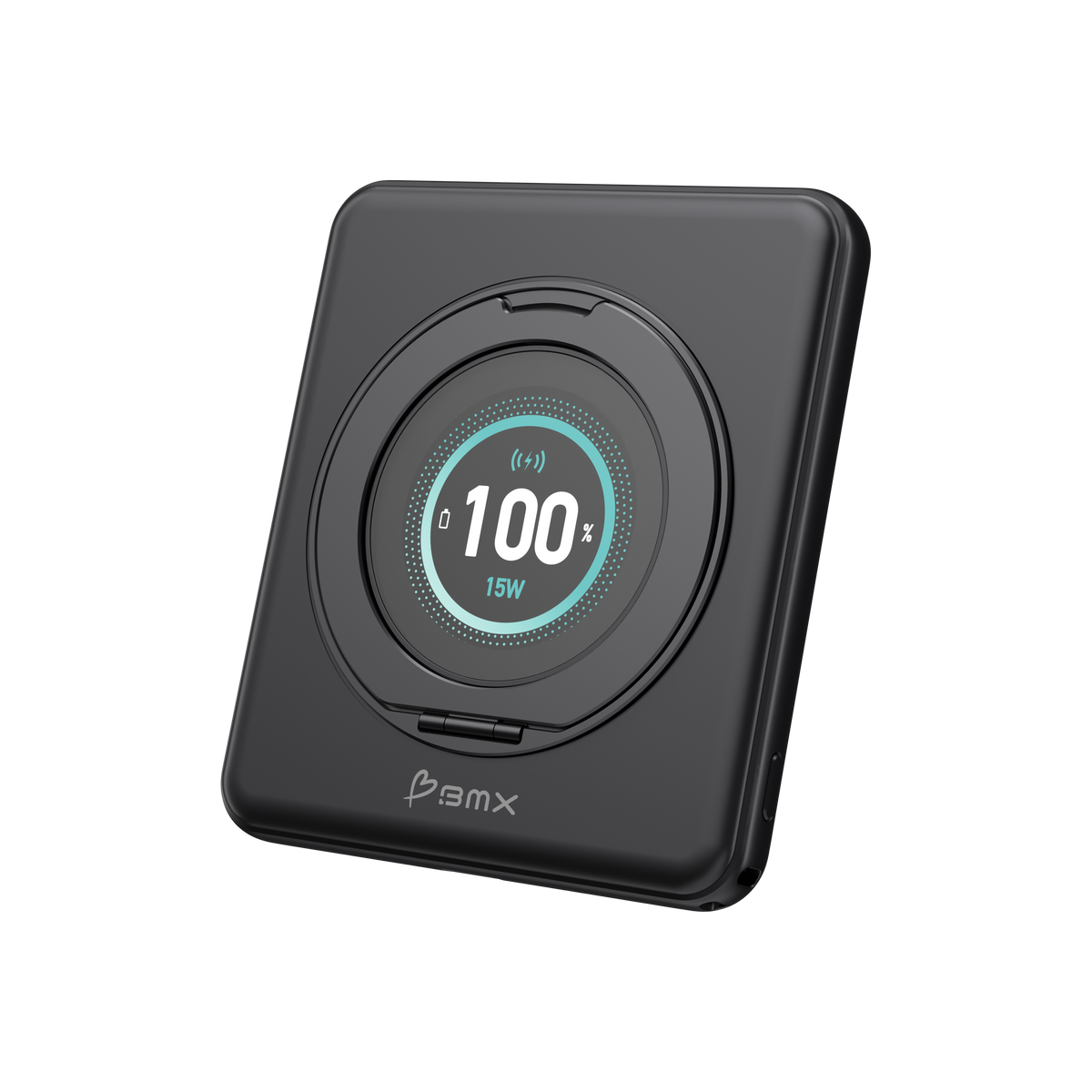 Black SolidSafe™ Duo at a three-quarter angle with its round display showing 100%.