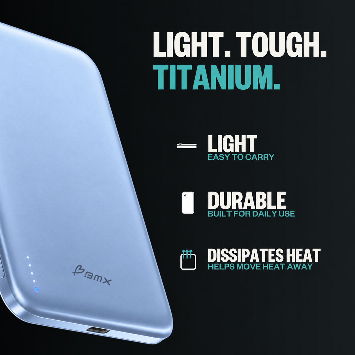 Glacier SolidSafe™ Air 5K infographic: Light, tough titanium