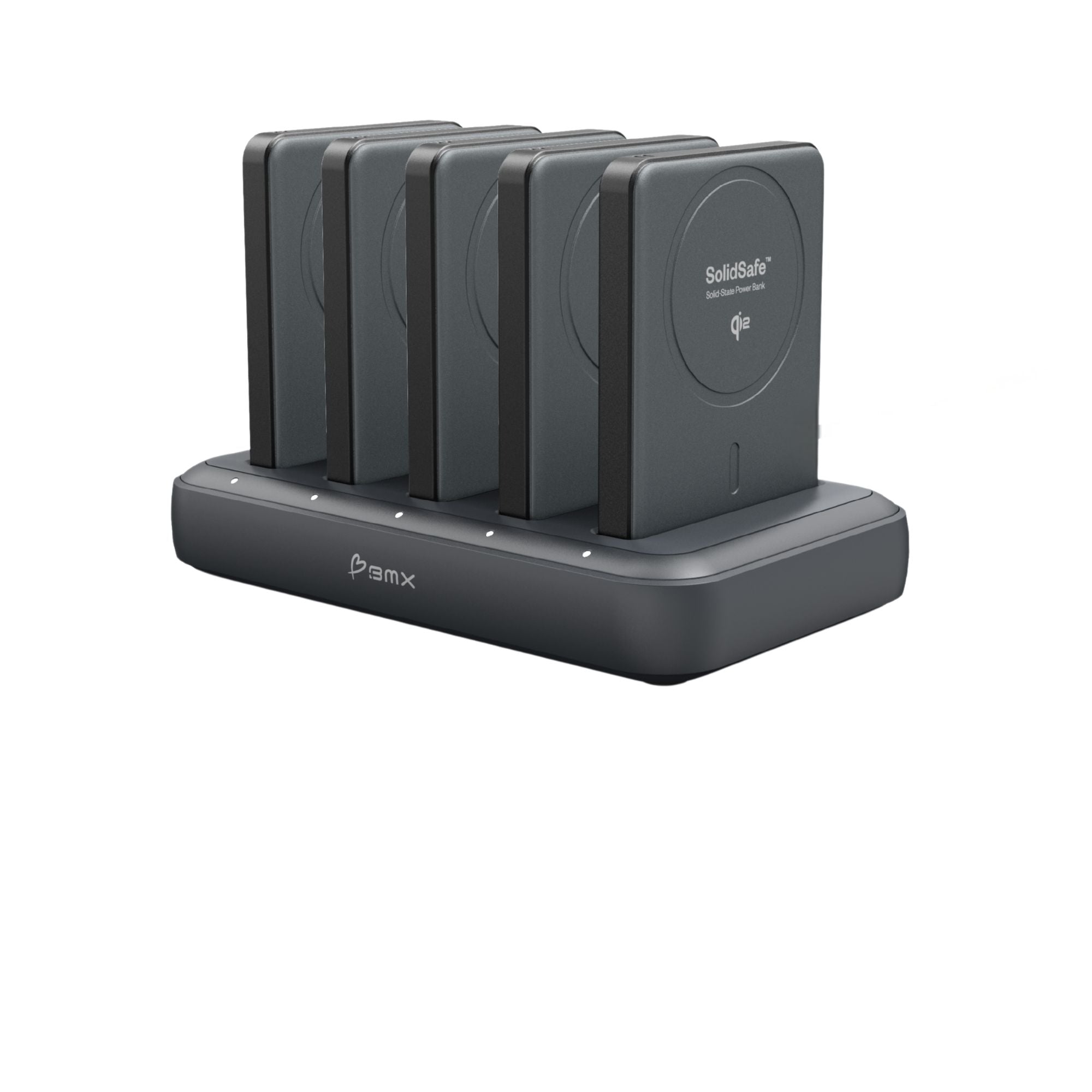 SolidSafe 5-Bay Dock with five 5K solid-state power banks - complete charging system by BMX