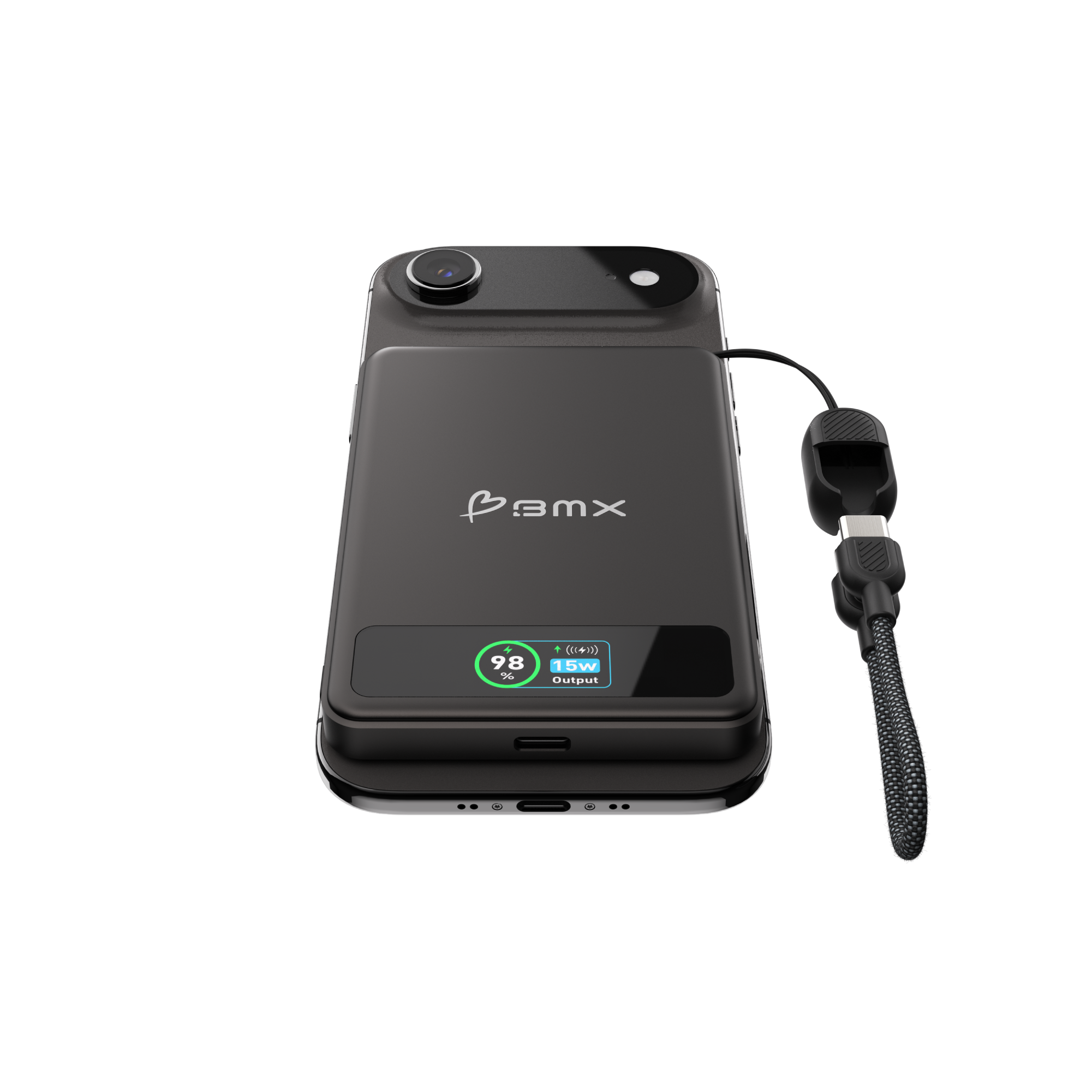 SolidSafe 5K Black - detail view showing LCD display and USB-C port