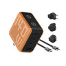 GaNSta Pixel 140W Charger Orange with travel adapters