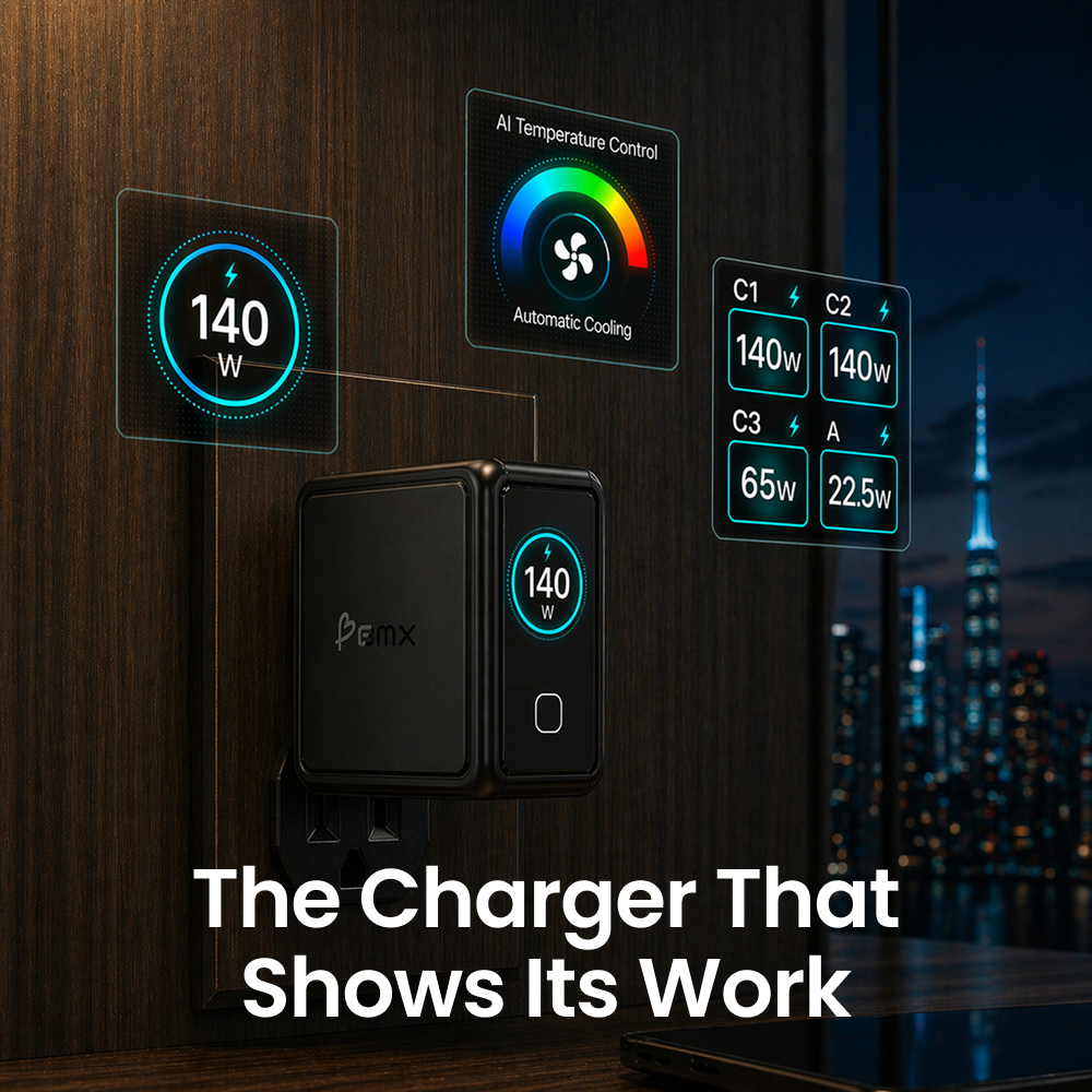 GaNSta™ 140W Laptop Charger (4 Ports, LCD Display)