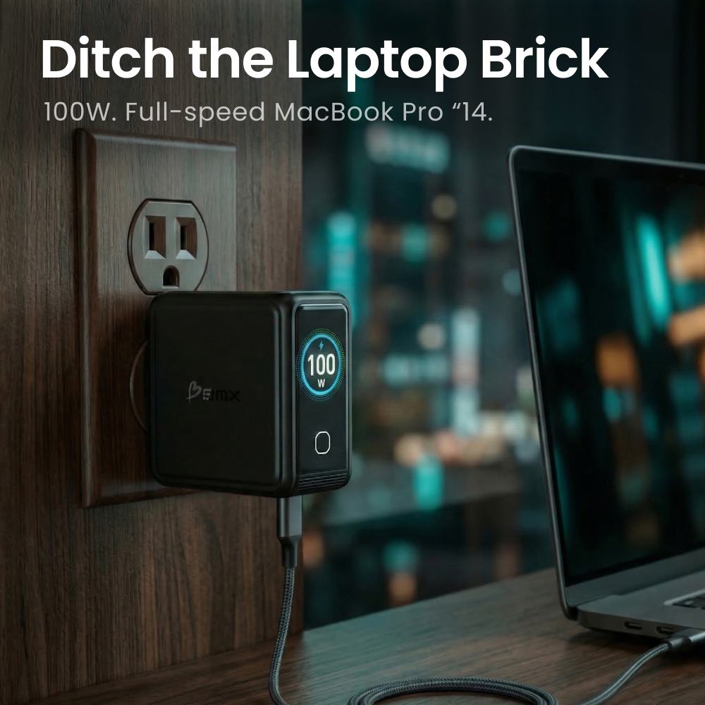 GaNSta™ 100W Laptop Charger (4 Ports, LCD Display)