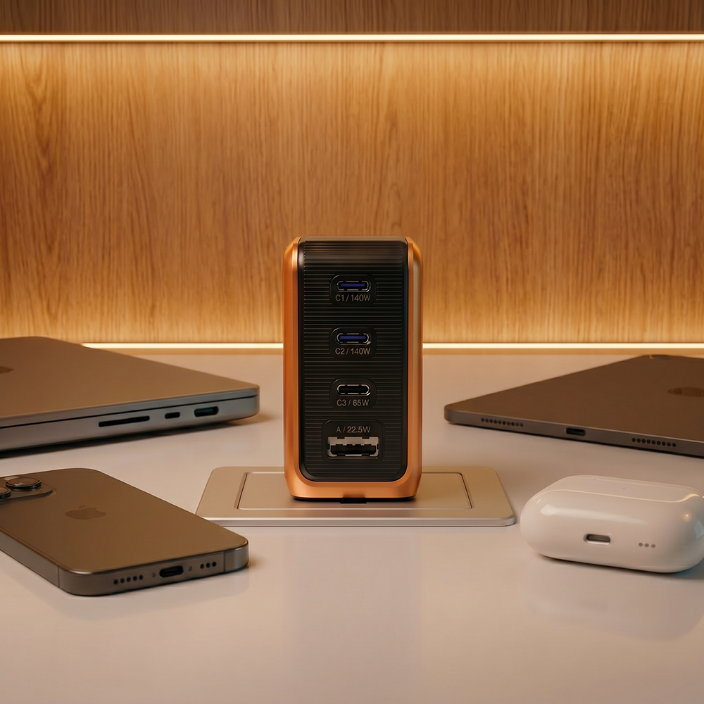 GaNsta Pixel charging four devices
