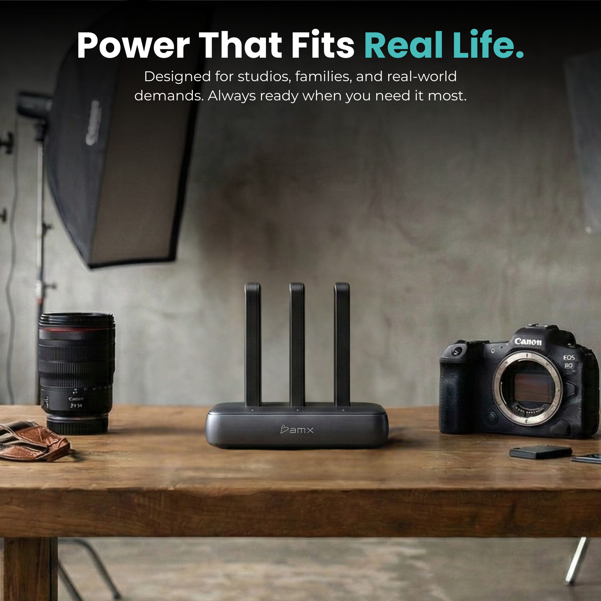 BMX SolidSafe 3-bay Charging Dock -- power that fits real life lifestyle infographic