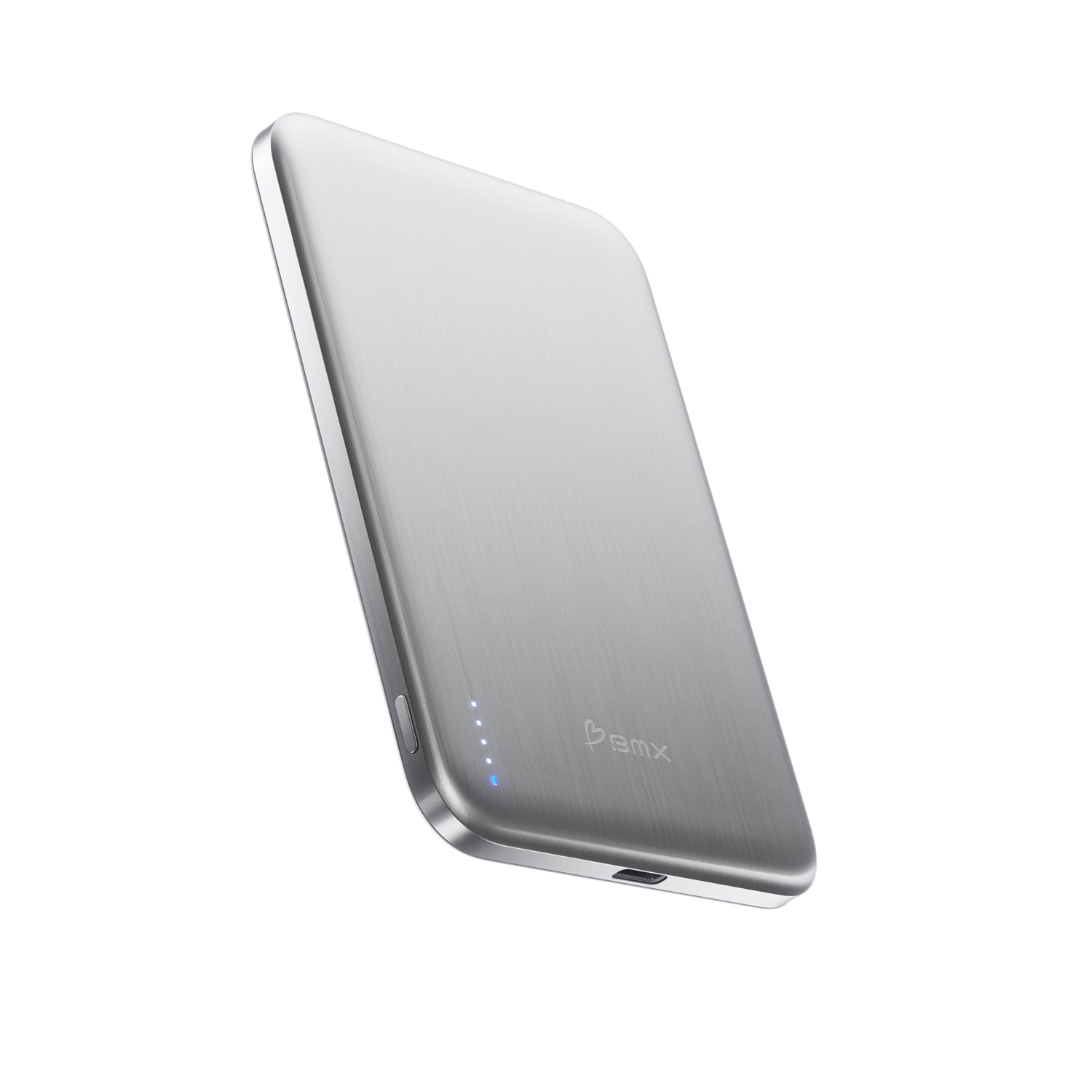 SolidSafe Air 5K Silver hero shot - titanium solid-state Qi2 magnetic power bank by BMX