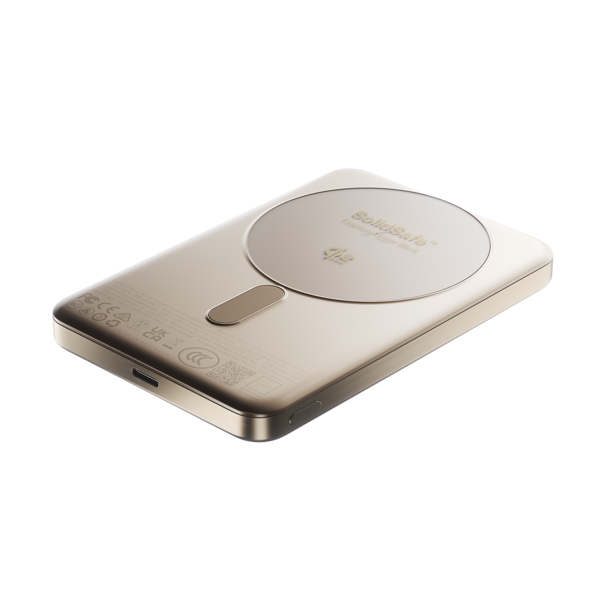 SolidSafe Air 10K Gold Qi2.2 ring angled render
