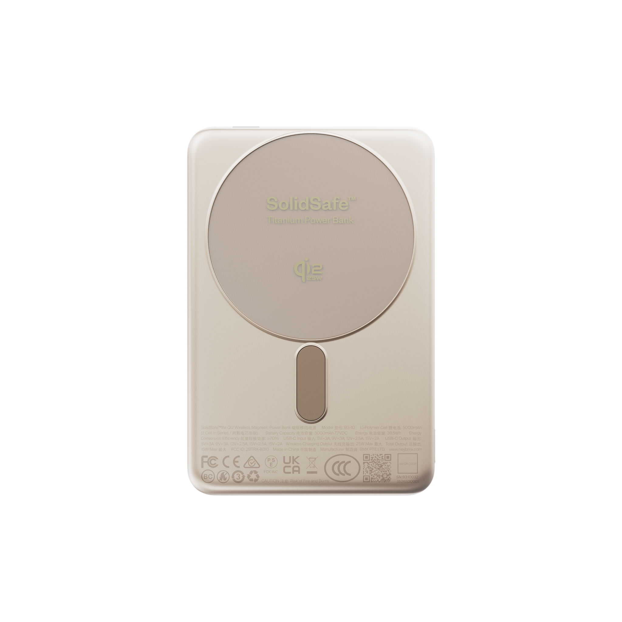 SolidSafe Air 10K Gold Qi2.2 ring straight render