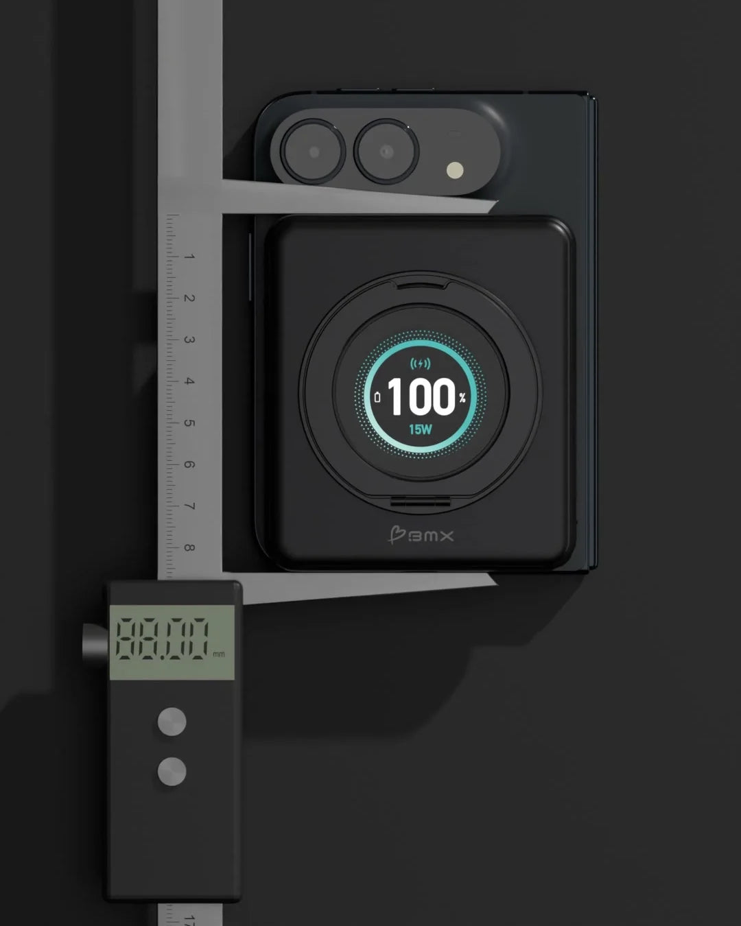 A digital caliper reads 88.00 millimeters across SolidSafe Duo on the back of iPhone Duo