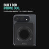 SolidSafe™ Duo on the back of iPhone Duo as light runs along its edge. Built for iPhone Duo. 5,000mAh magnetic power bank.