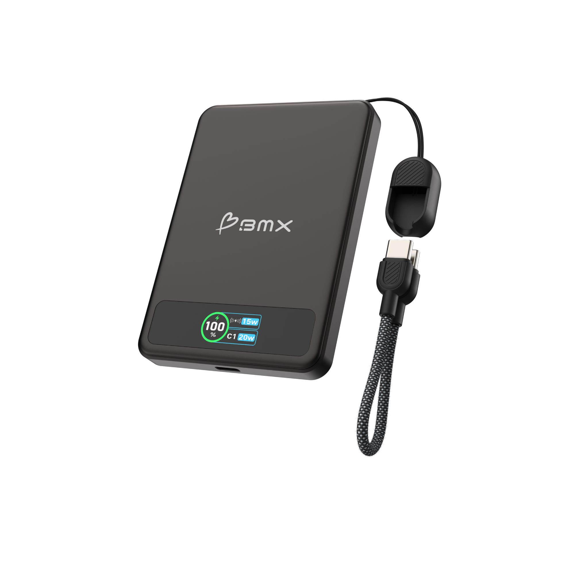 Blue SolidSafe 5K with built-in USB-C lanyard cable and LCD