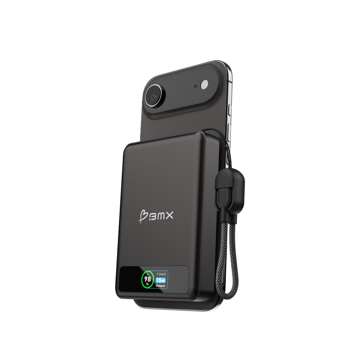SolidSafe™ 10K attached to a phone with its built-in cable visible