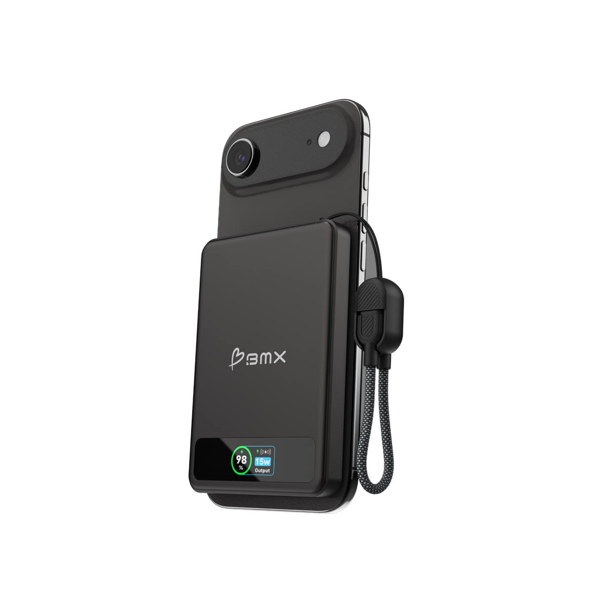SolidSafe™ 5K attached to a phone with its built-in cable visible