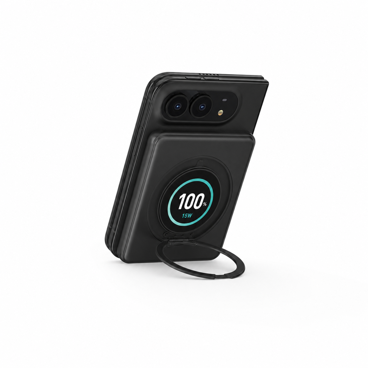 SolidSafe™ Duo attached to a phone with the rotating stand open